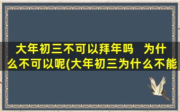 大年初三不可以拜年吗   为什么不可以呢(大年初三为什么不能拜年？拜年习俗的起源及相关文化背景解析)